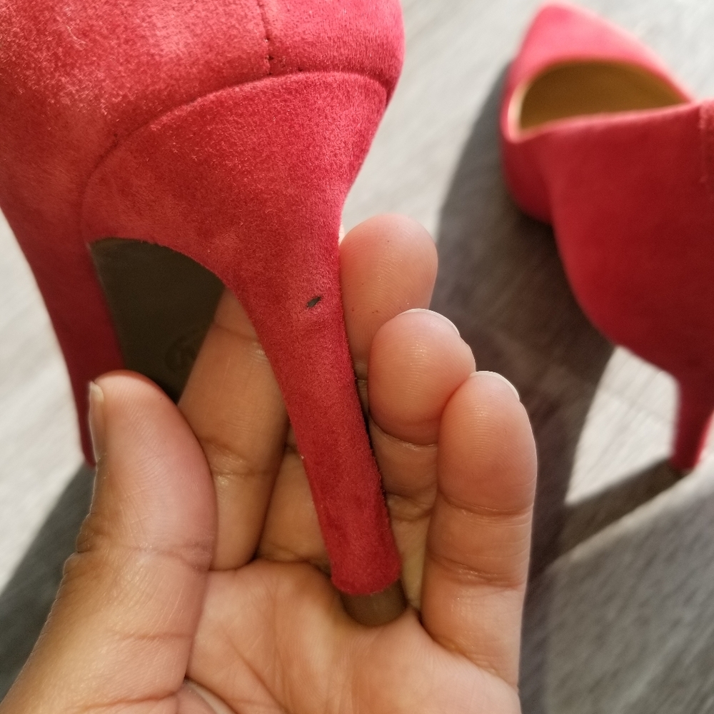 Michael Kors red suede heels, pumps, shoes - Picture 7 of 8